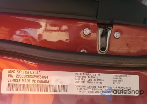 2023 Dodge Charger Sxt z USA, uszkodzony, nr VIN 2C3CDXBG8PH564994